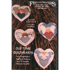 Finders Keepers Old Tyme Quilthearts Pattern 213 Angelheart Applique Pegi White